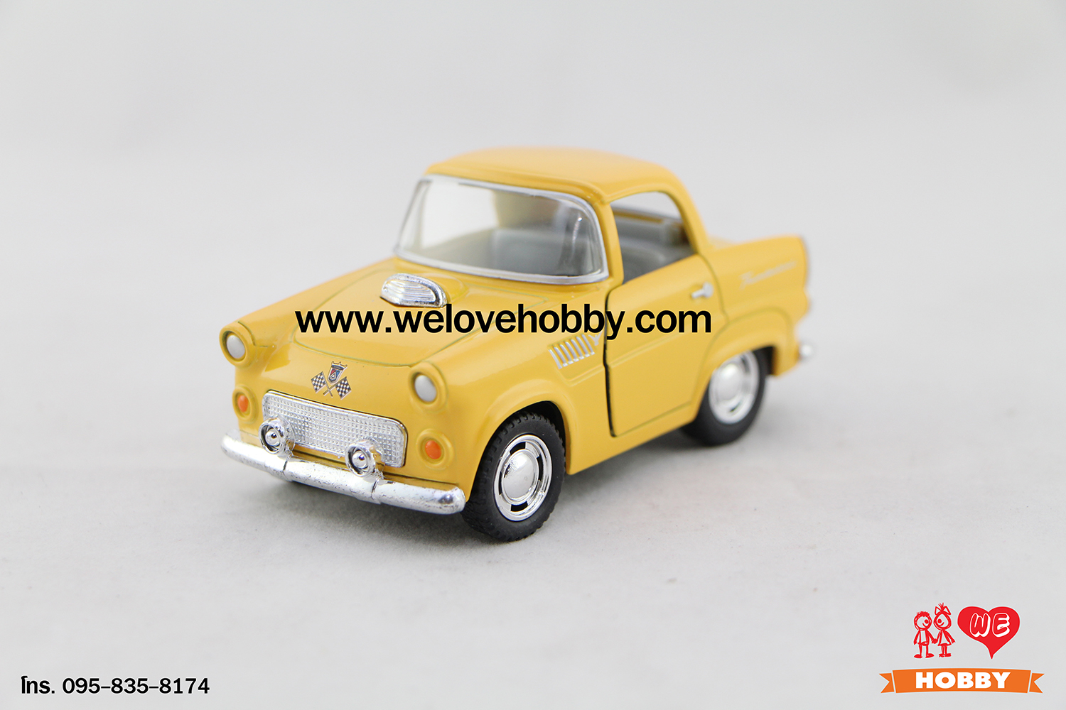โมเดลรถคลาสสิค 1955 Ford Thunderbird ไซส์เล็ก สีเหลือง Scale : 4”