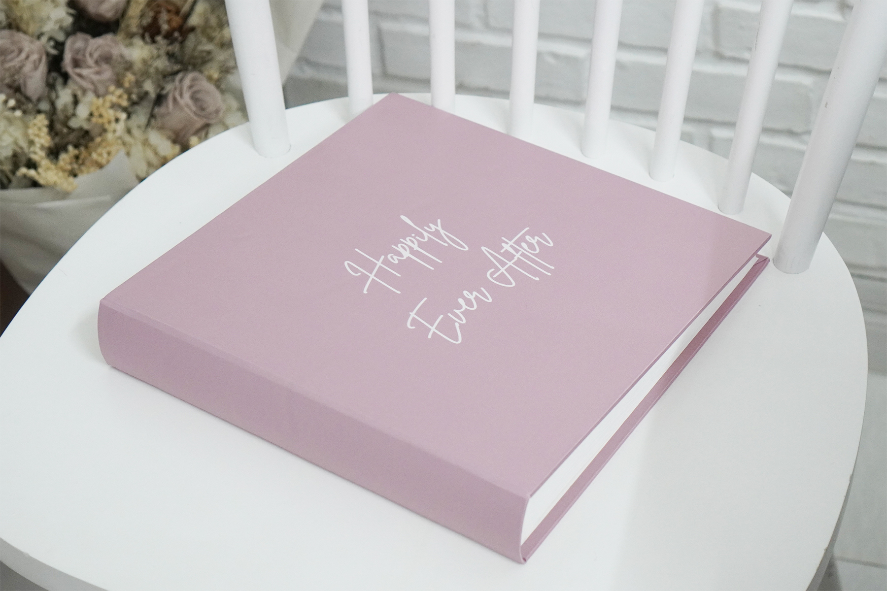 สมุดเซ็น สมุดอวยพร แบบพร้อมส่ง ขนาด 60 หน้า ลาย Minimal - Pink พร้อมข้อความ Happily Ever After