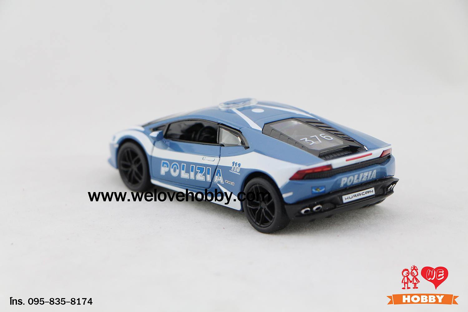 โมเดลรถตำรวจ Lamborghini Huracán LP610-4 สีฟ้า-ขาว Scale 1:36