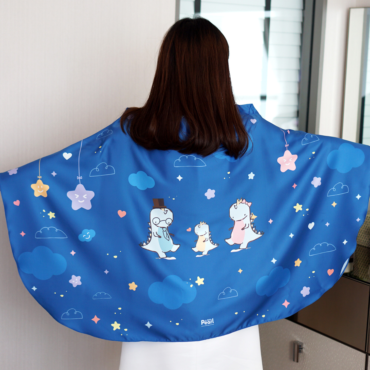 ผ้าคลุมให้นม สั่งทำใส่ชือ ลาย Dinosaur - Dark Blue