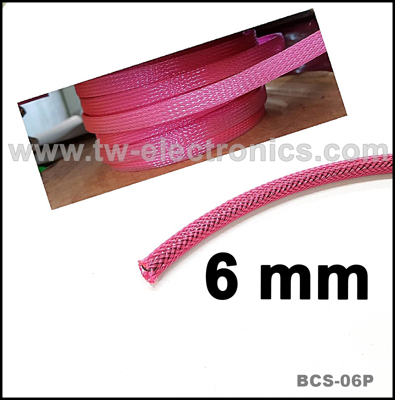 สายถัก 6 mm (สีชมพู) / BCS-06P