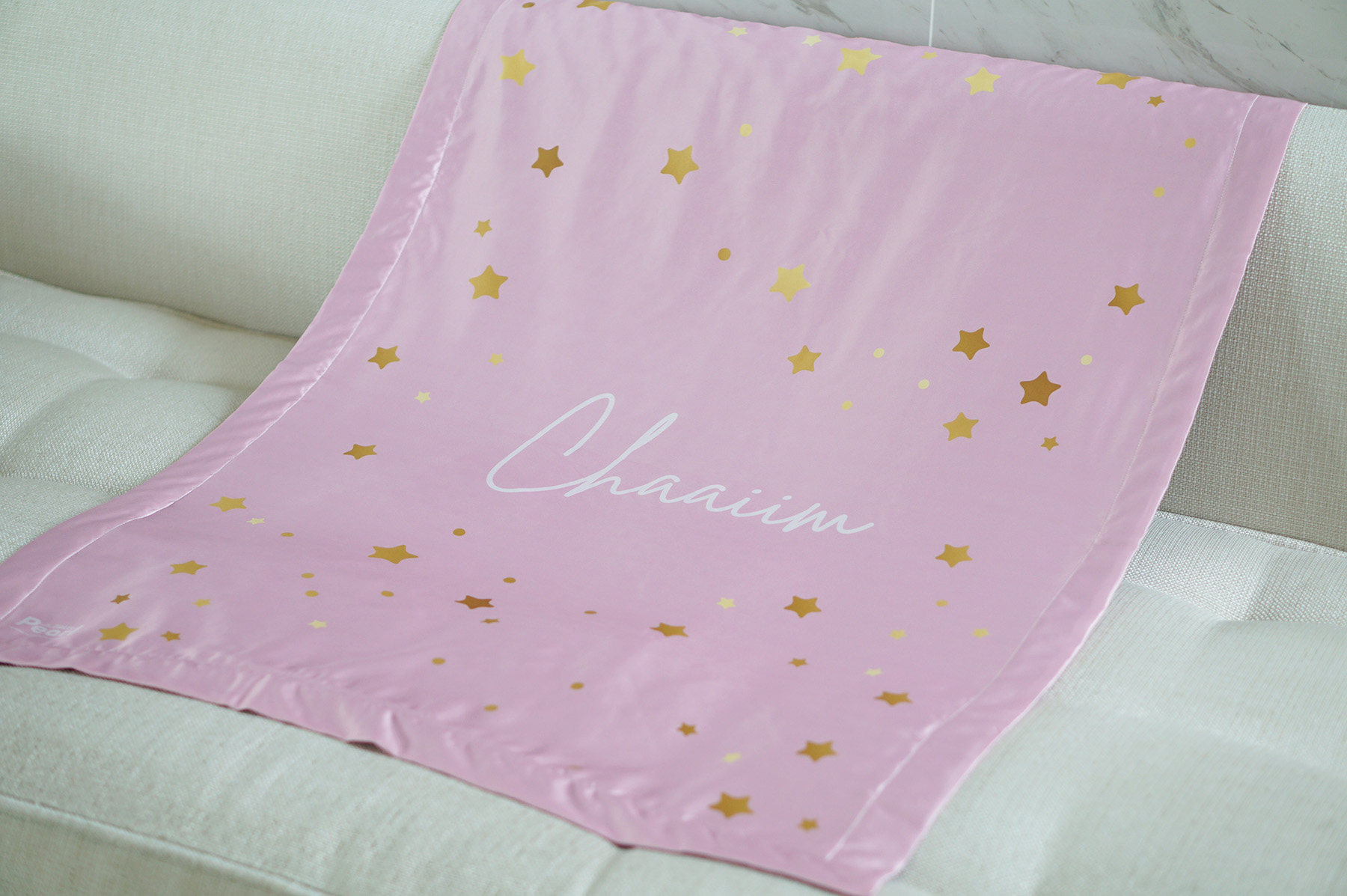 ผ้าห่มเด็ก ใส่ชื่อ ลายดาว - Star - Pink