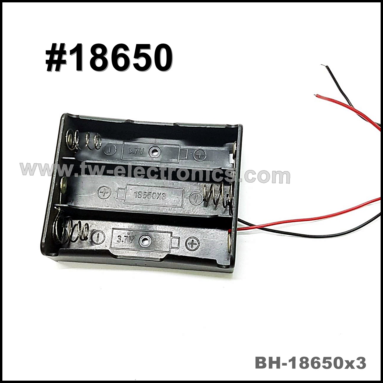 รางถ่าน #18650 3 ก้อน ไม่มีฝา / BH-18650x3