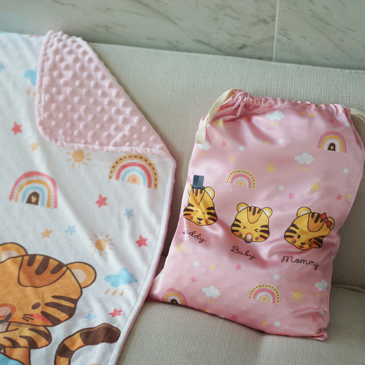 ผ้าห่ม Minky 75x100cm พร้อมส่ง ลาย Tiger