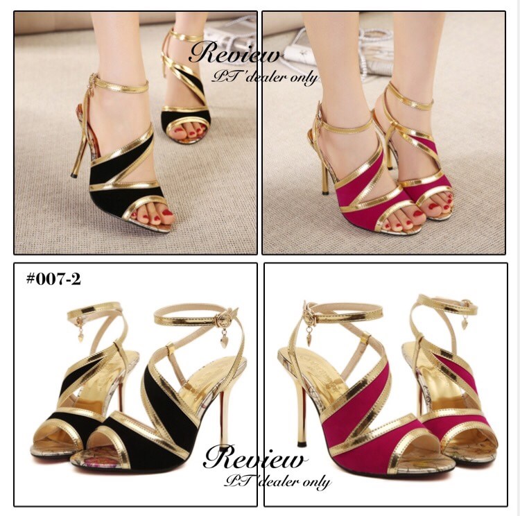 รองเท้าส้นสูงขลิปทอง (สีดำ)