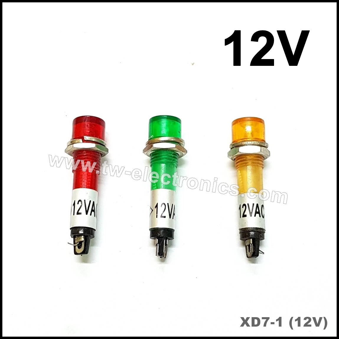 หลอดตู้คอนโทรล 7mm (12V) / XD7-1 Pilot Lamp