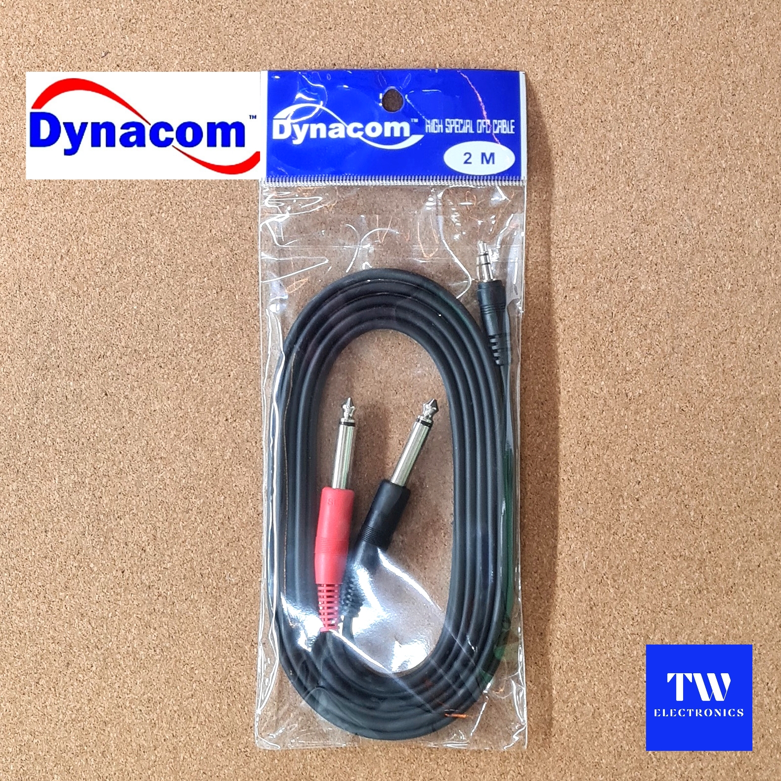 สาย3.5mm TR Stereo to 6.35mm Mono phone×2 (ยาว 2 เมตร) / Dynacom