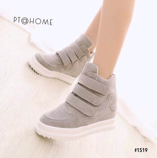 รองเท้าผ้าใบสไตล์ Buckle Boot (สีแดง)
