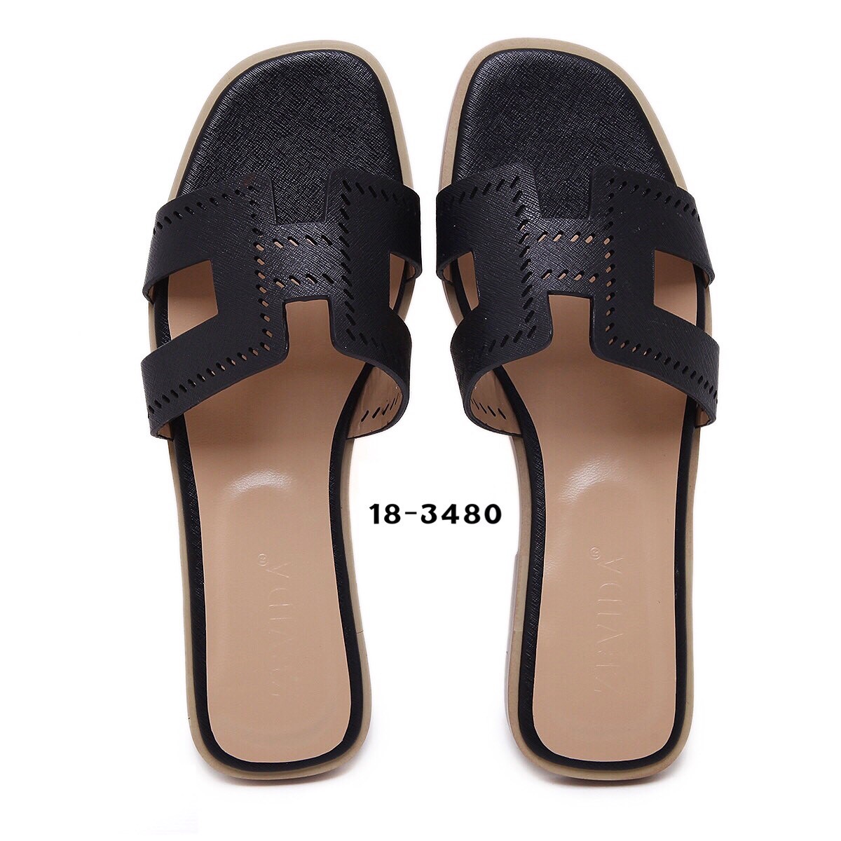 รองเท้าแตะ Style Hermes ฉลุลาย (สีน้ำตาล)