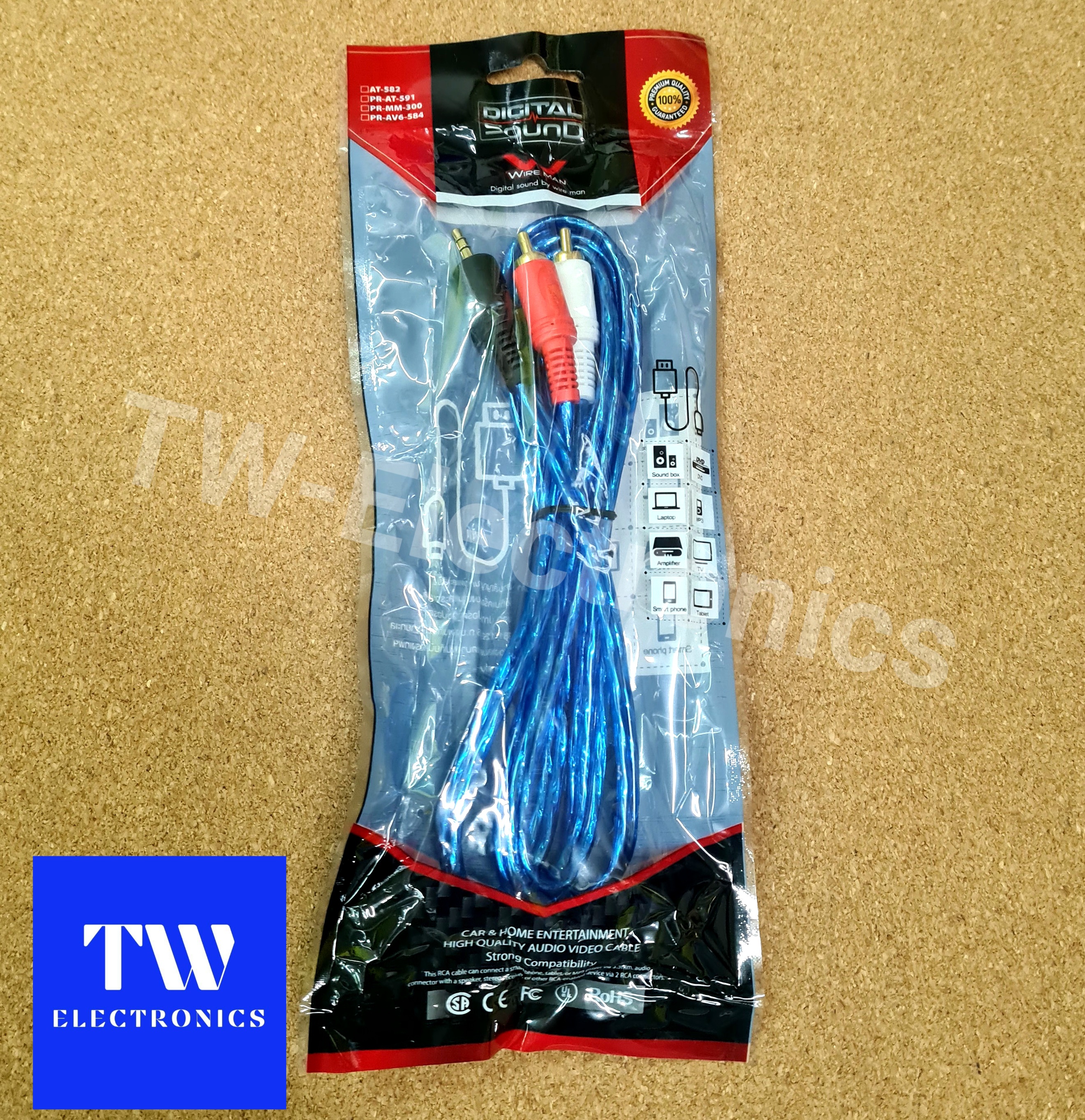 สาย 3.5 Stereo to 2RCA / Wireman (1.50 เมตร)