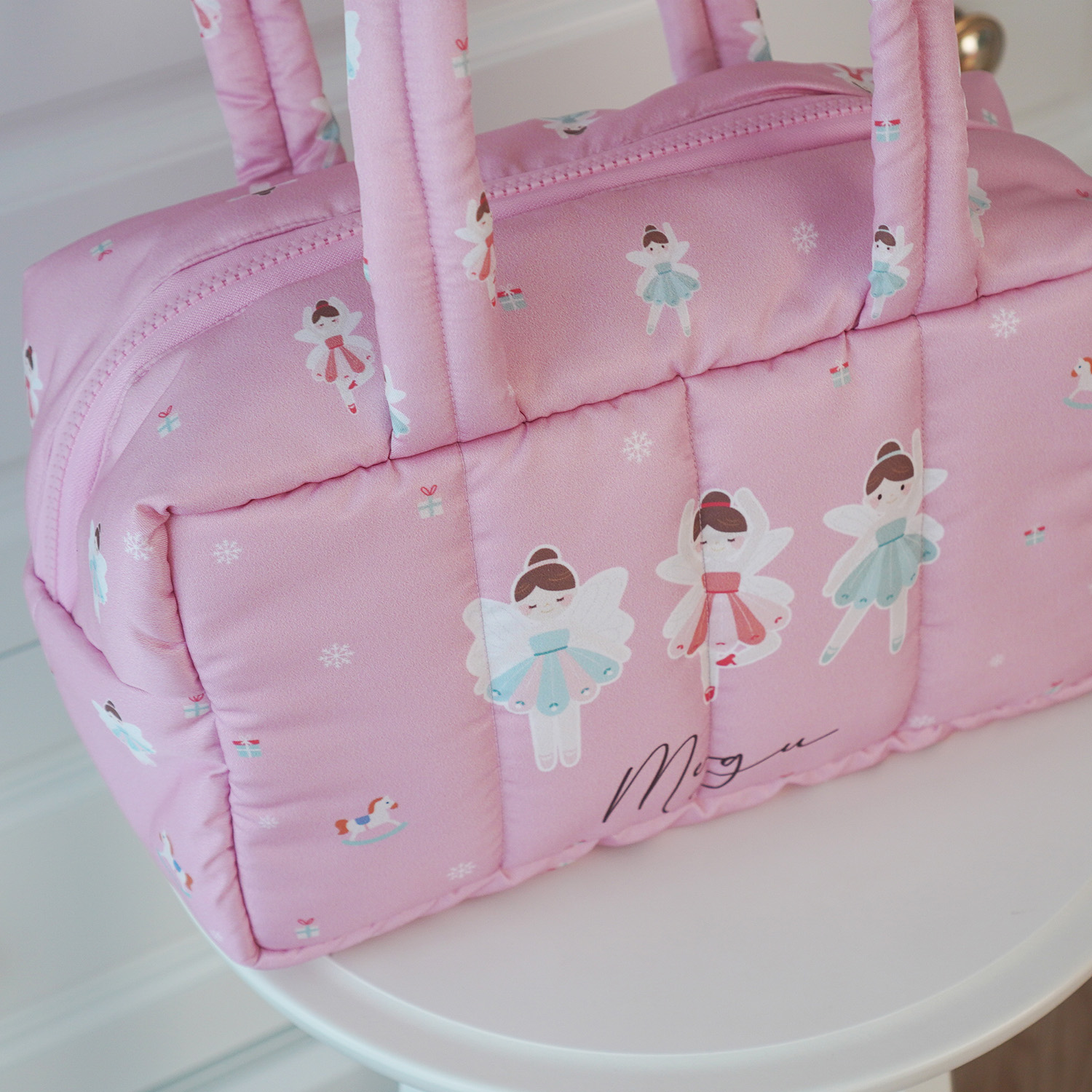 Fluffy Bowling Bag กระเป๋านุ่มนิ่ม ทรง Bowling สั่งทำใส่ข้อความ ลาย Sugar Plum Fairy - Pink