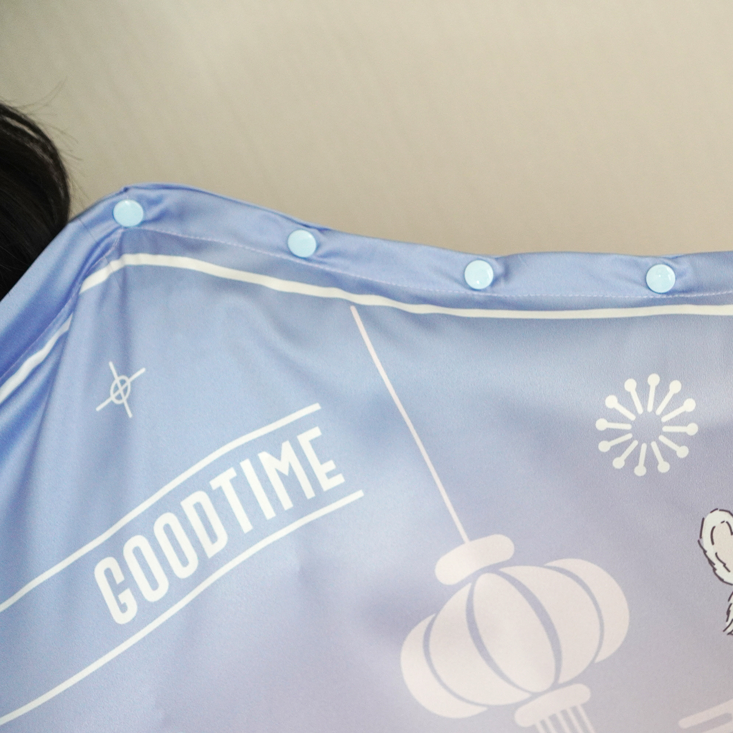 ผ้าคลุมให้นม 3in1 (รุ่นมีกระดุม ถอดโครงได้) แบบสั่งทำใส่ชื่อ ลาย Chinese Calendar - Blue Pink