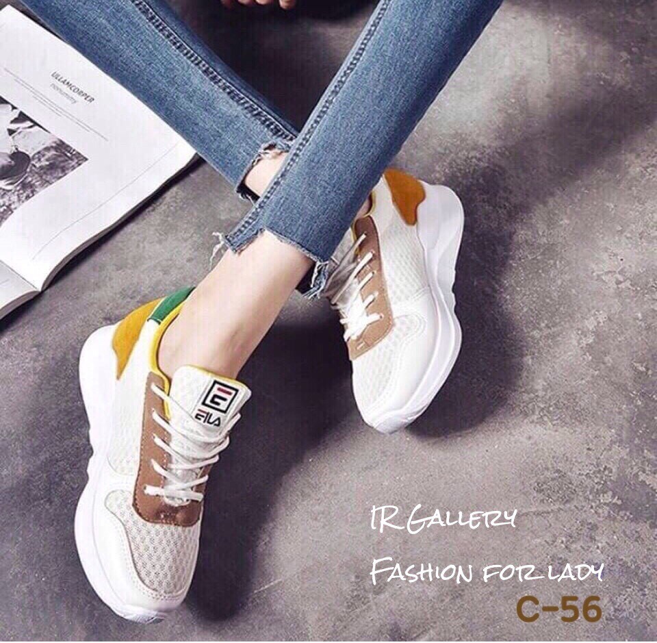 รองเท้าผ้าใบทรงsport style fila (สีเหลือง)