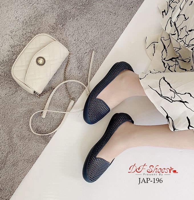 รองเท้าส้นแบนซิลิโคนนิ่ม (สีน้ำเงิน)