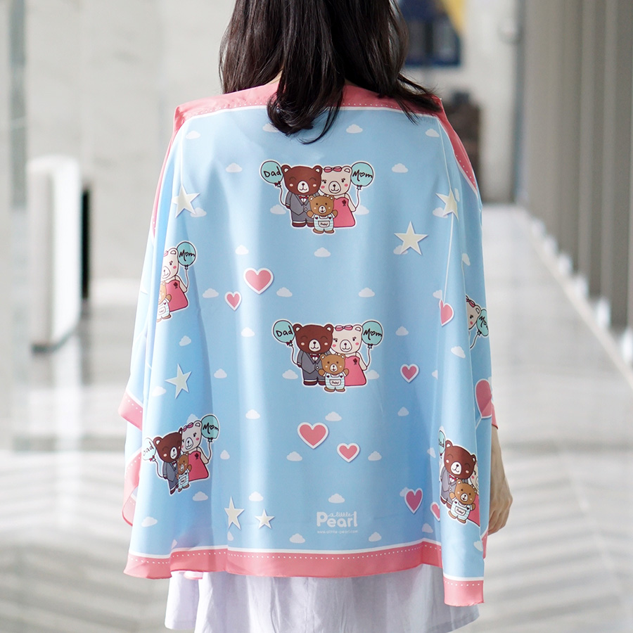 ผ้าคลุมให้นม สั่งทำใส่ชือ ลายครอบครัวหมี
