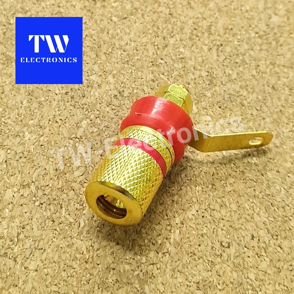 BINDING POST ไบดิ้งโพส หัวมน (สีทองคาดแดง) / BJ008GOR