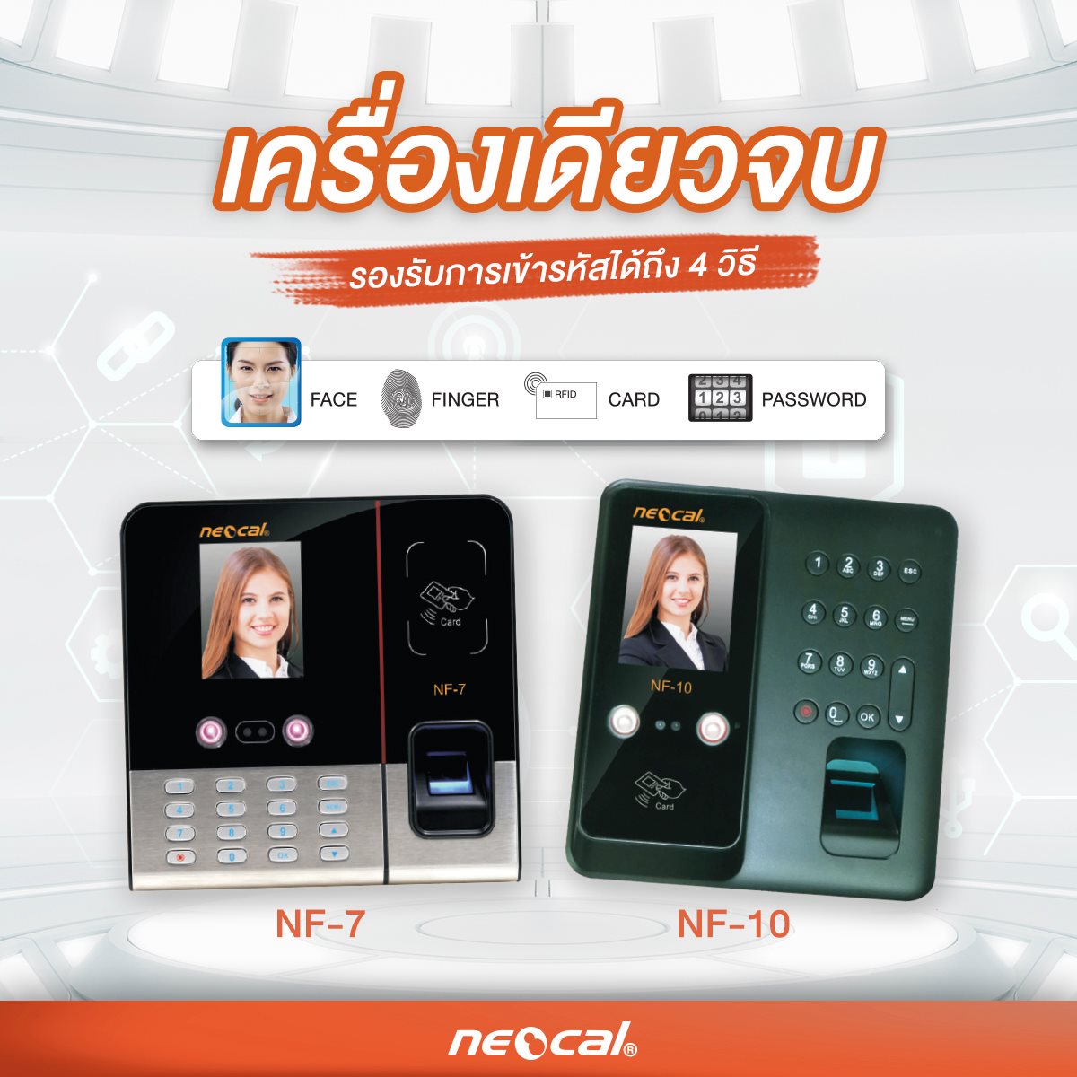 ขายถูก Neocal เครื่องสแกนนิ้วมือ+ใบหน้า ดำ นีโอแคล NF-10