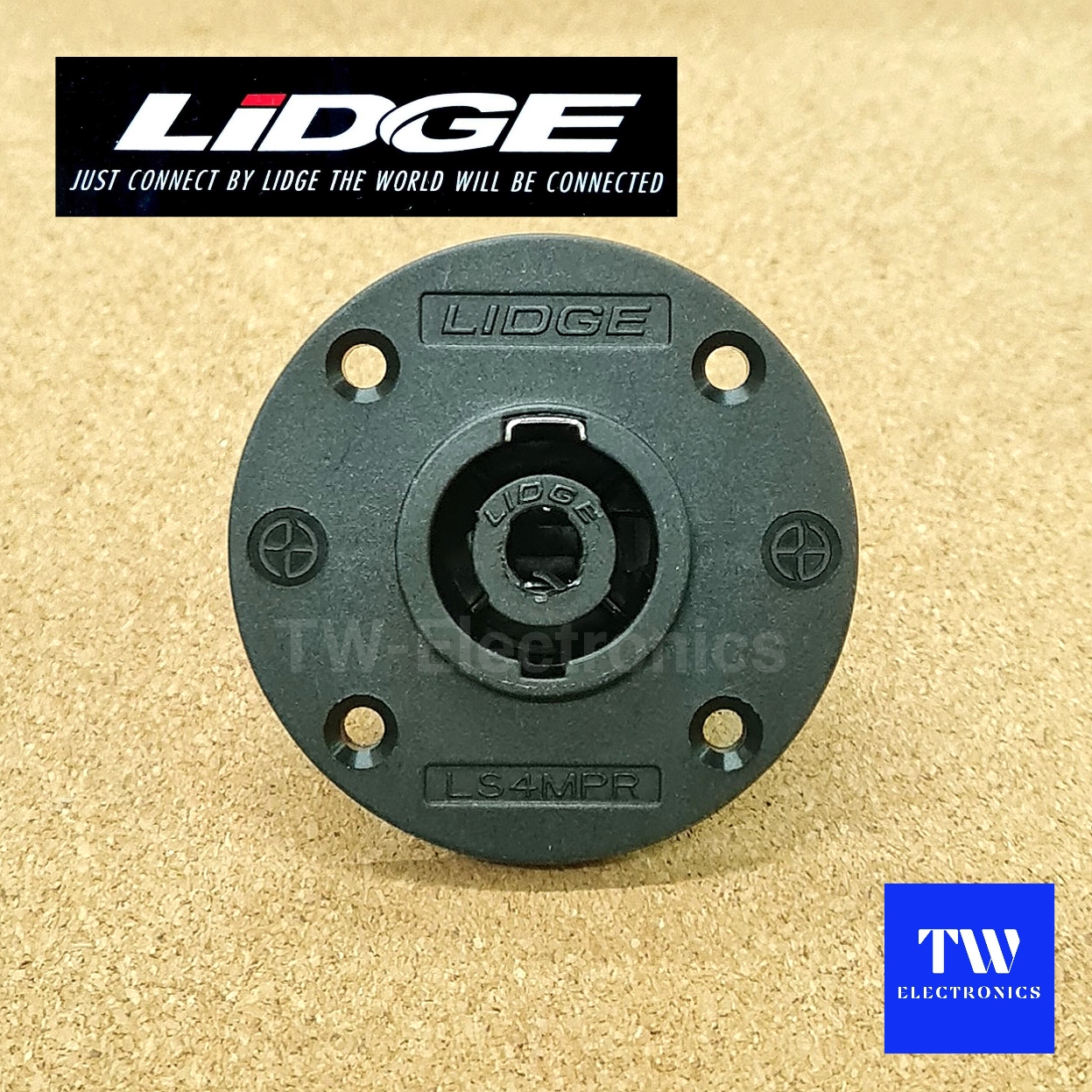 แจ็คลำโพงสปีคคอนติดแท่น (ตัวเมีย) ตัวกลม LIDGE / YM-117