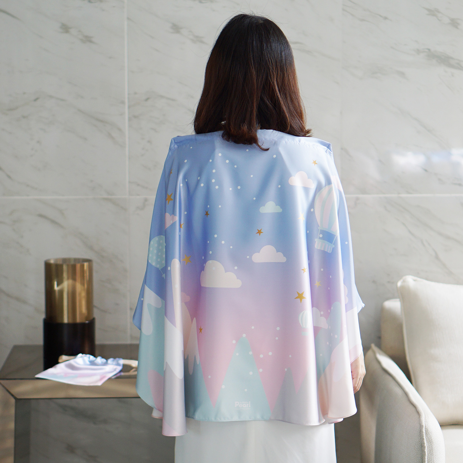 ผ้าคลุมให้นม สั่งทำใส่ชือ ลายภูเขา Mountain - Lavender