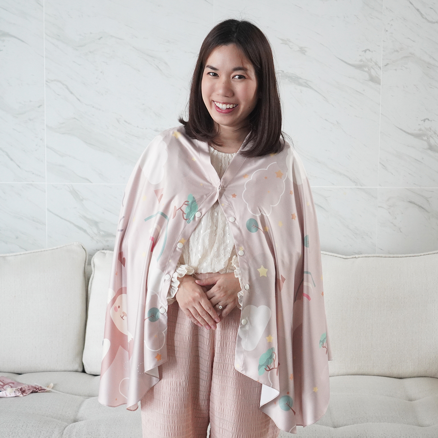 ผ้าคลุมให้นม (รุ่นมีกระดุม ถอดโครงได้) พร้อมส่ง ลาย Safari - Brown