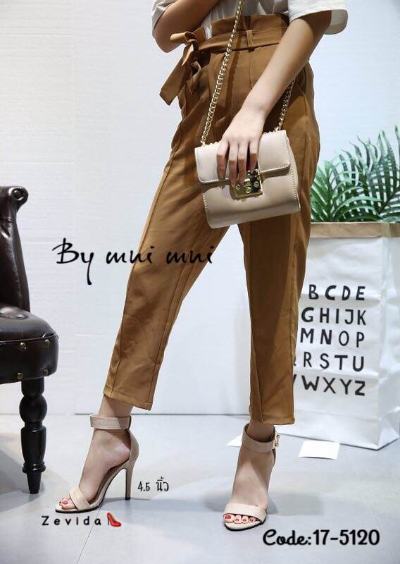 รองเท้าส้นสูงสักหลาดรัดข้อ (สีครีม)