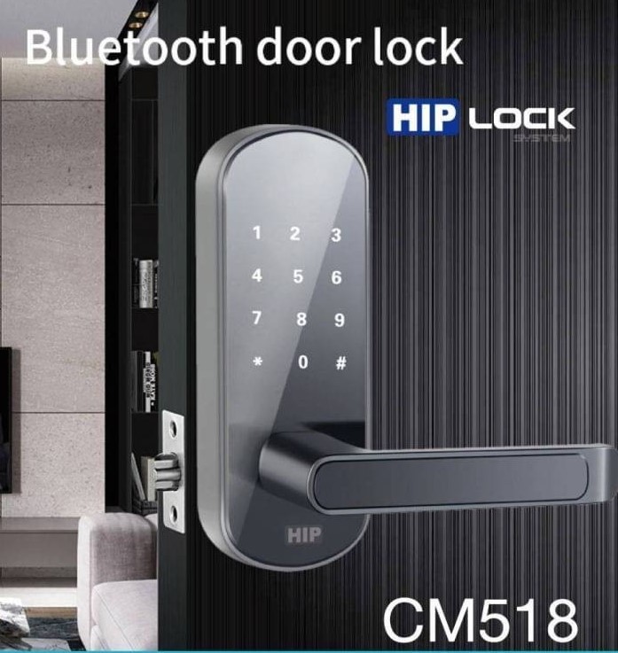 ขายถูก HIP Bluetooth Lock CM518 กลอนประตูดิจิตอล ติดตั้งง่าย ใส่แทนลูกบิดได้ ควบคุมผ่านแอปพลิเคชันด้วยสัญญาณบลูทูธ ( Smart Lock ) Hotel lockHOTEL LOCK CM-518