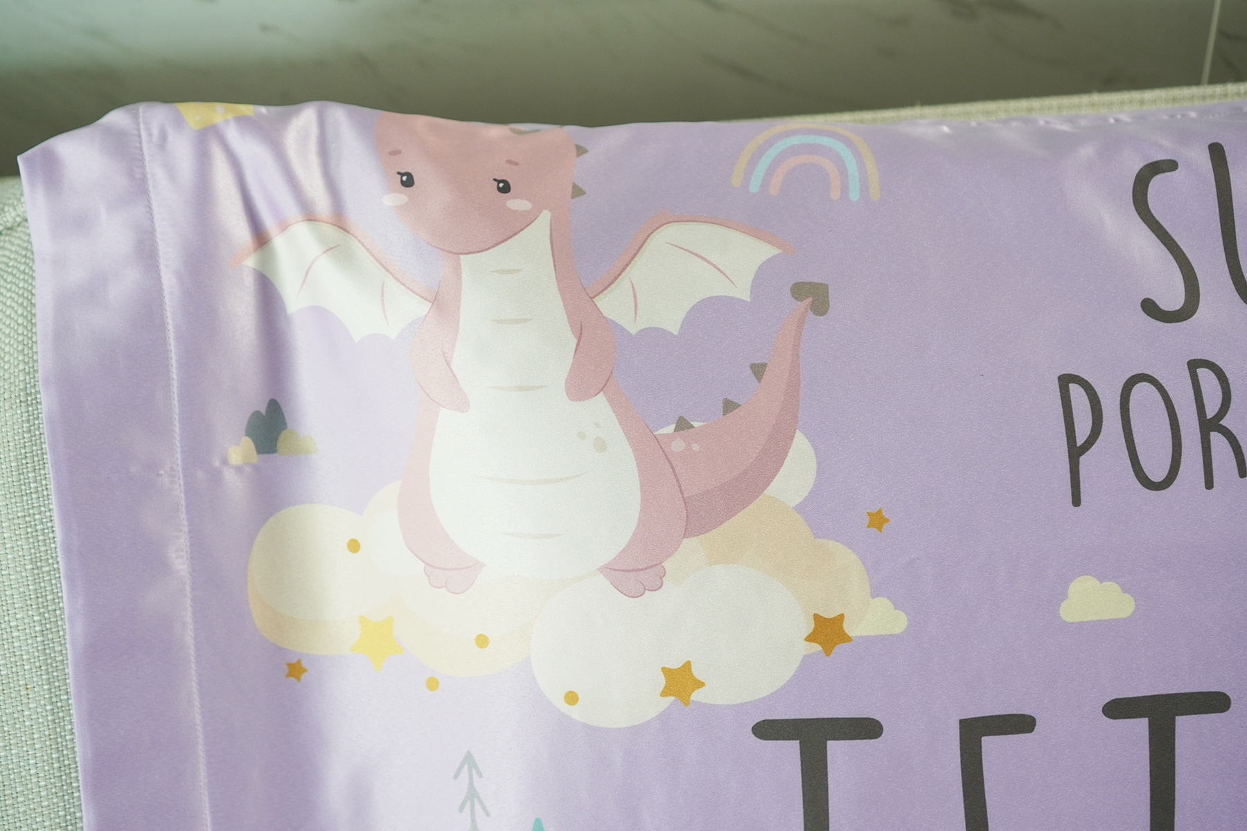 ผ้าห่มเด็ก ใส่ประวัติแรกเกิด ลาย Dragon - Purple