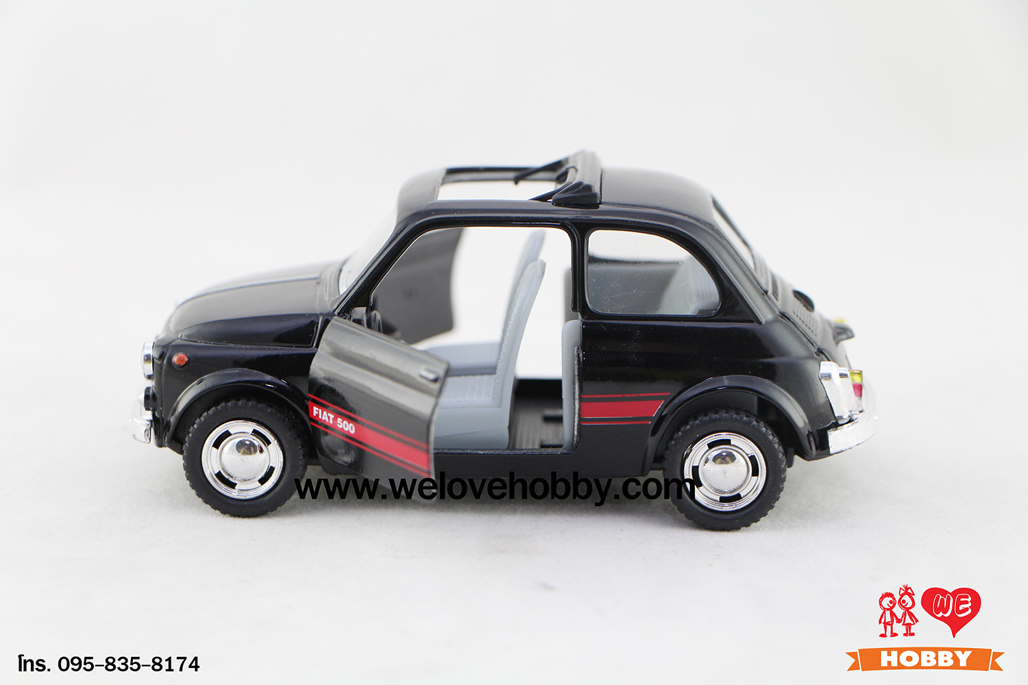 โมเดลรถเฟียต Fiat 500 สีดำ Scale 1:24