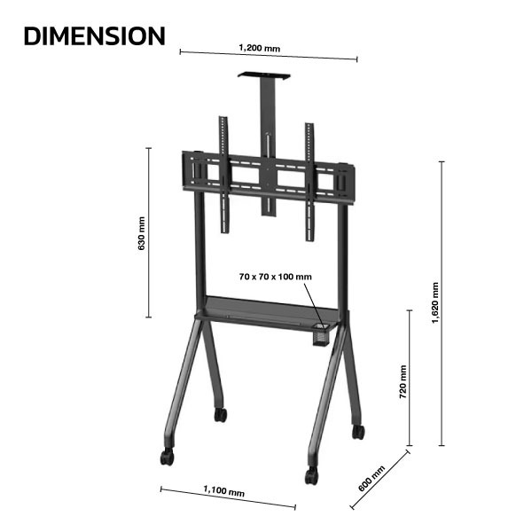 ขายถูก GLINK GWM-ST03 ขาตั้ง TV 55-120นิ้ว แบบล้อเลื่อนพร้อมชั้นวาง รับน้ำหนักสูงสุดได้ 170 Kg. STAND TV MOUNT ประกันศูนย์
