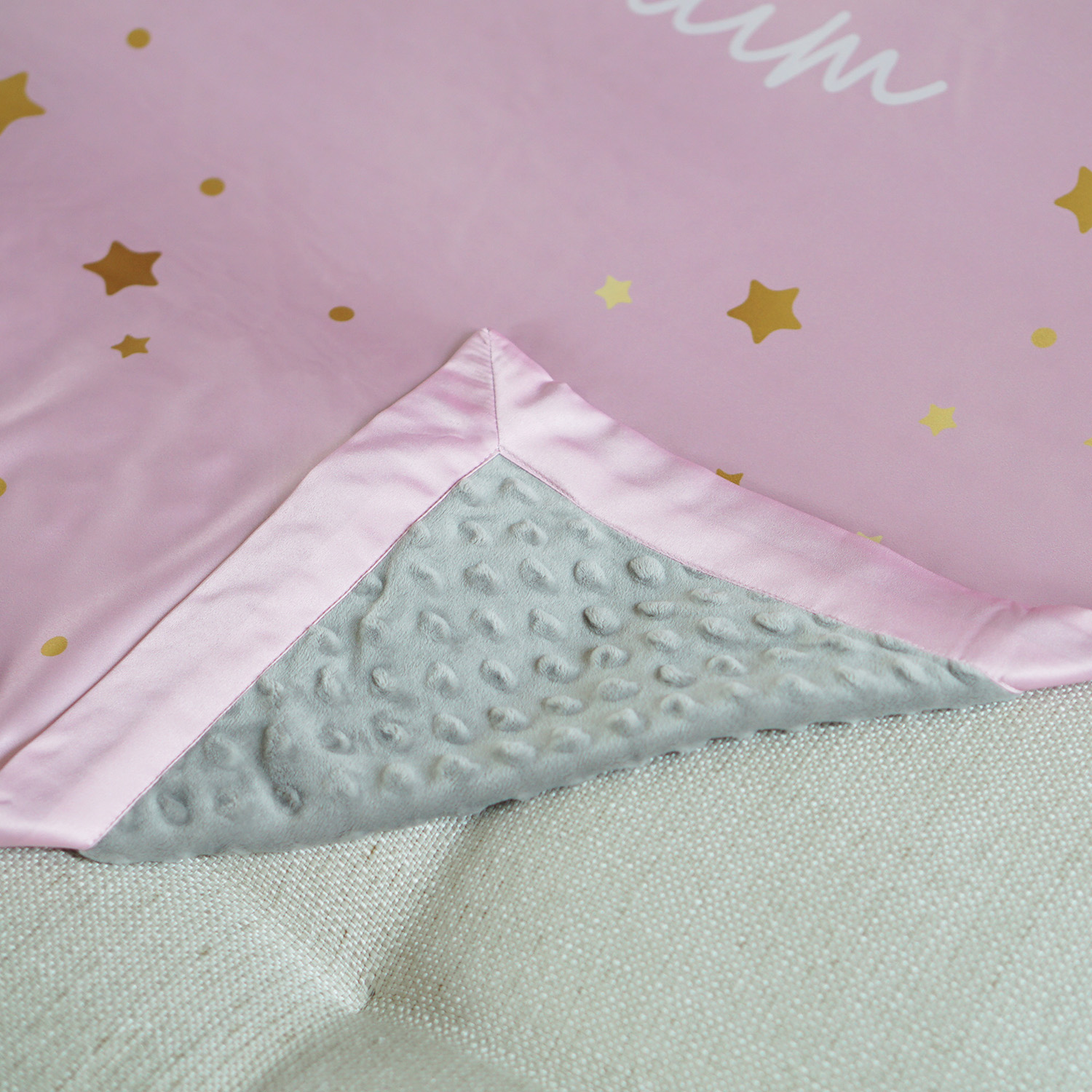 ผ้าห่มเด็ก ใส่ชื่อ ลายดาว - Star - Pink