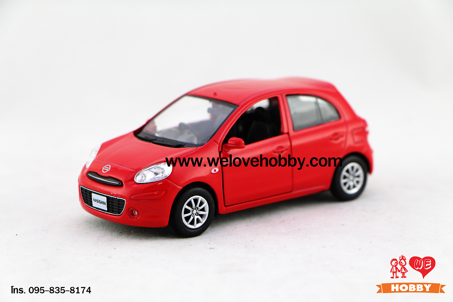โมเดลรถ Nissan March (Micra) สีแดง Scale 1:32