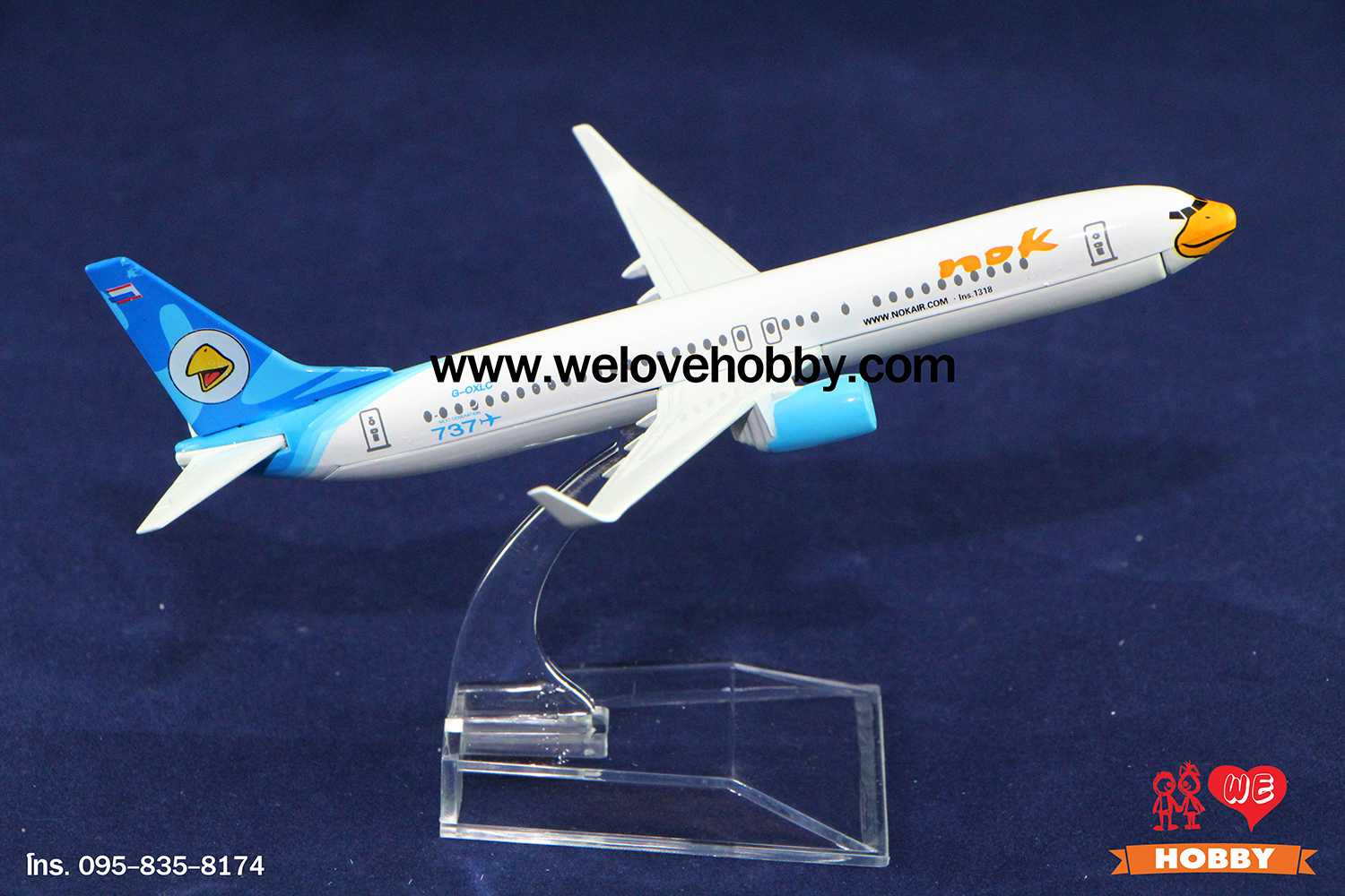 โมเดลเครื่องบิน นกแอร์ Nok Air (Boeing737) สีฟ้า-ขาว ประเทศไทย