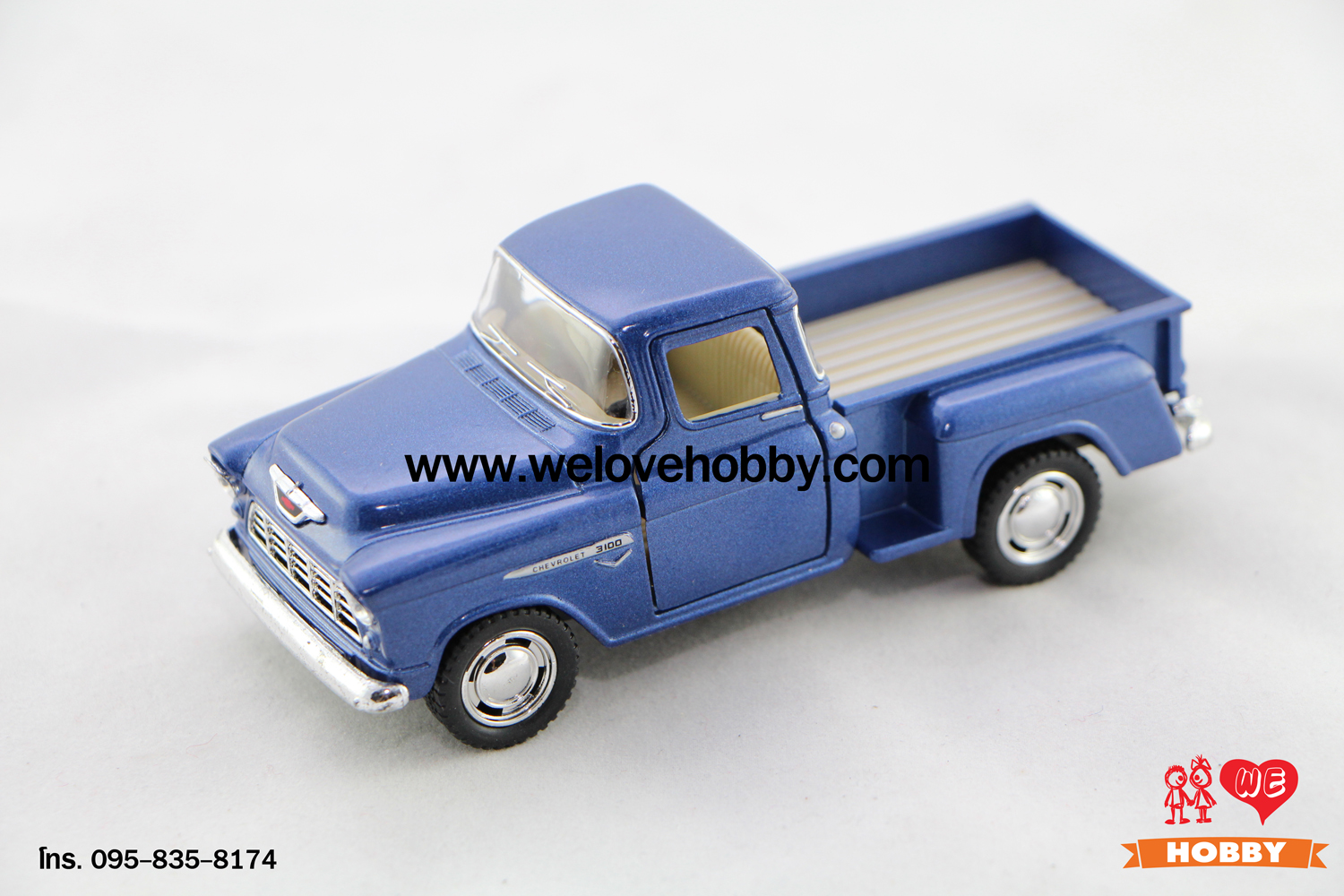 โมเดลรถ 1955 Chevrolet Chevy Stepside Pick-Up สีน้ำเงิน Scale 1:32
