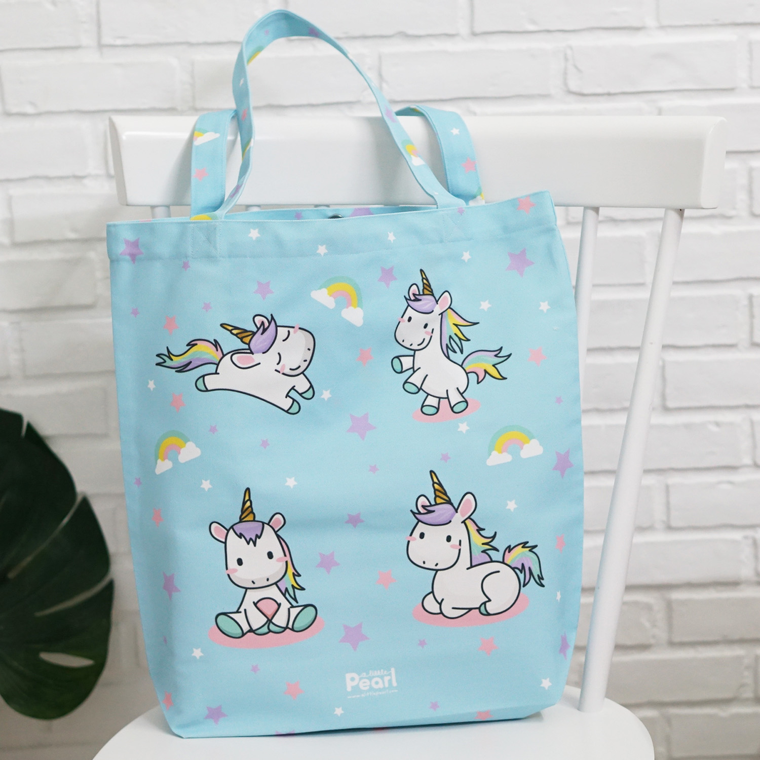 กระเป๋าผ้าแคนวาสพร้อมส่ง ลาย Unicorn - Blue