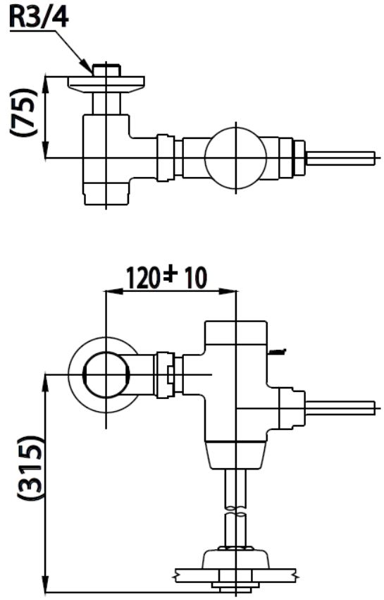 COTTO CT457XDUF ฟลัชวาล์วโถปัสสาวะชายมีล็อคในตัว