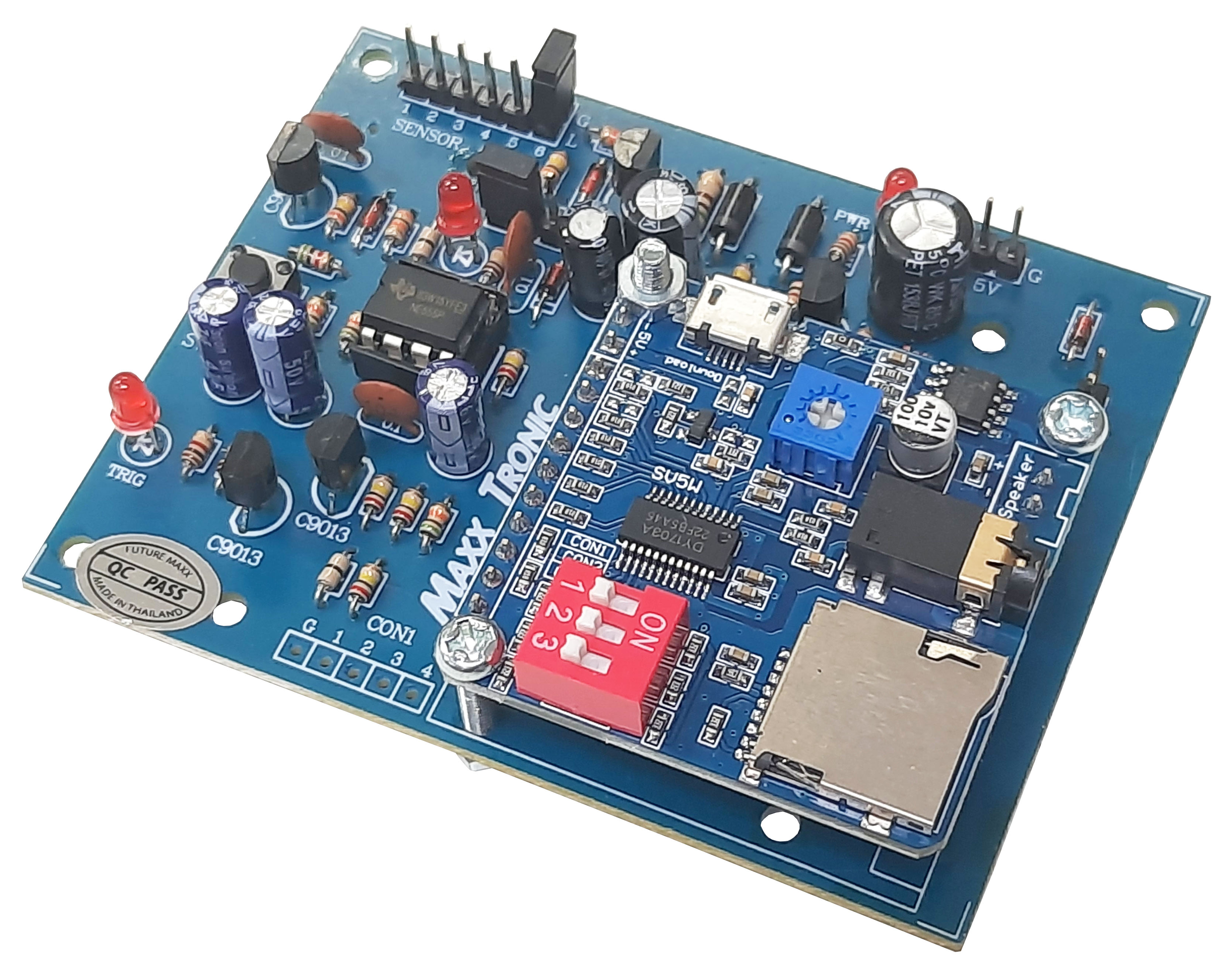 MaxxTronic MXA133 วงจรเล่นเสียง MP3 ใช้ Memory Card ต่อเซ็นเซอร์ได้