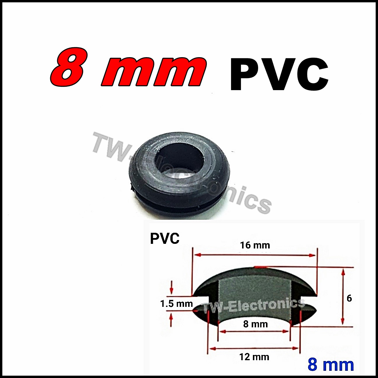 ลูกยางกันบาด PVC 8 mm (No.08)