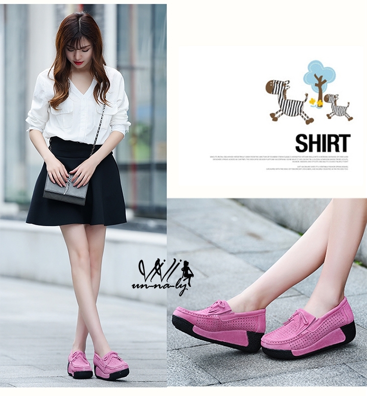 รองเท้า Moccasin ฉลุลาย (สีชมพู)