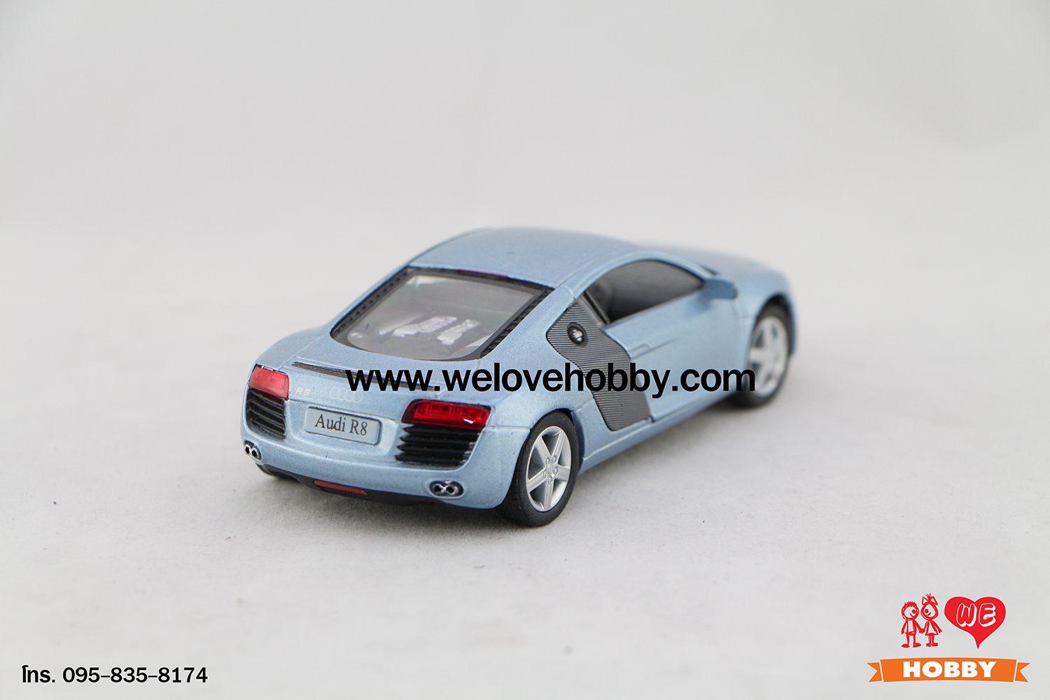 โมเดลรถซุปเปอร์ คาร์ Audi R8 สีฟ้า Scale 1:36