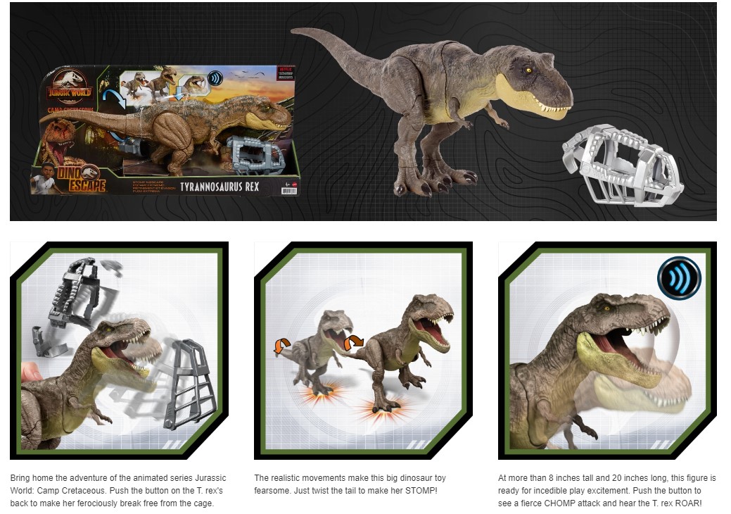Mattel Jurassic World Stomp 'n Escape Tyrannosaurus Rex (GWD67) แมทเทล จูราสสิค เวิลด์ ของเล่นแอ็กชั่นฟิกเกอร์ไดโนเสาร์ ไทแรนโนซอรัส เร็กซ์ (ที. เร็กซ์)