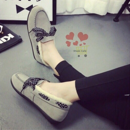รองเท้าผ้าใบสไตล์ Moccasin (สีเทา)