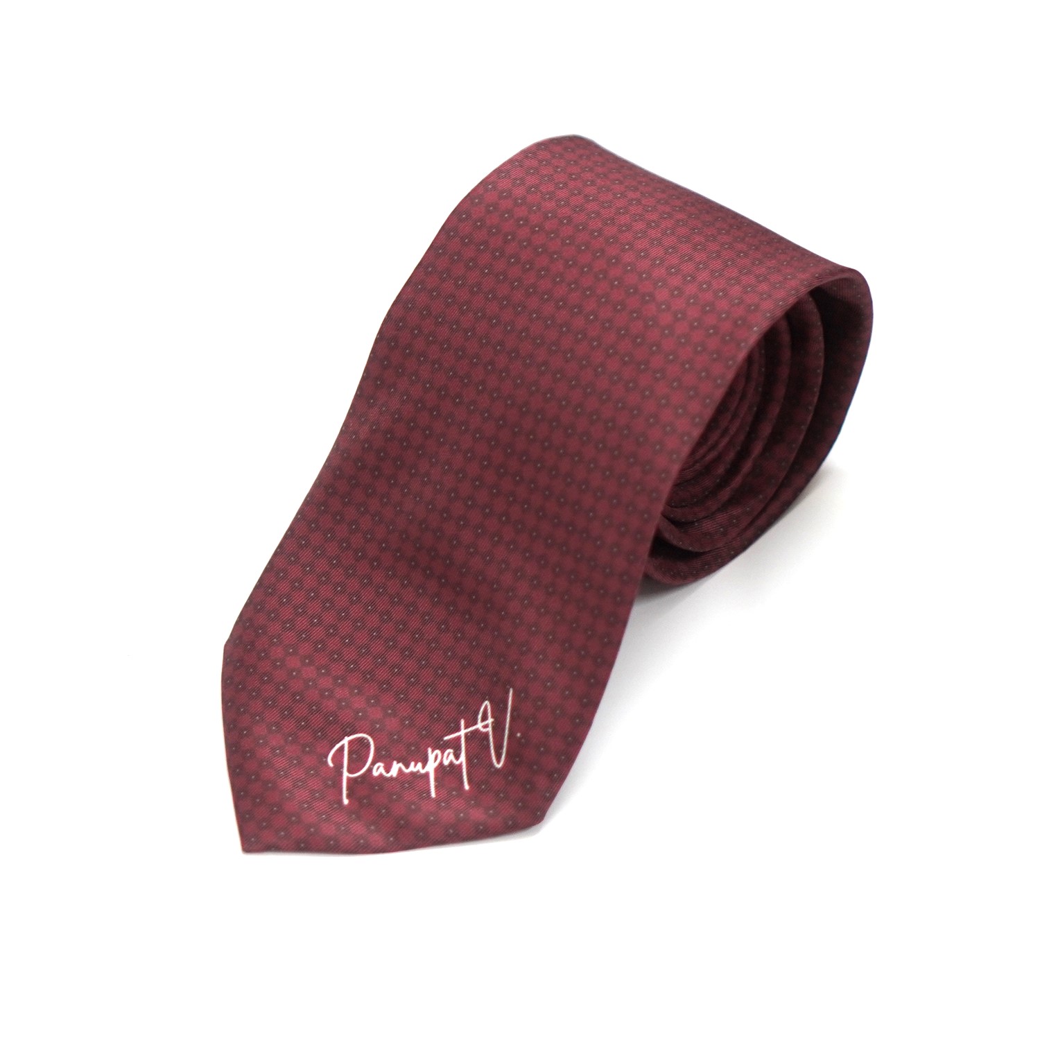 เนคไท สั่งทำใส่ชื่อ ขนาด 3.5" - Diamond Square - Burgundy