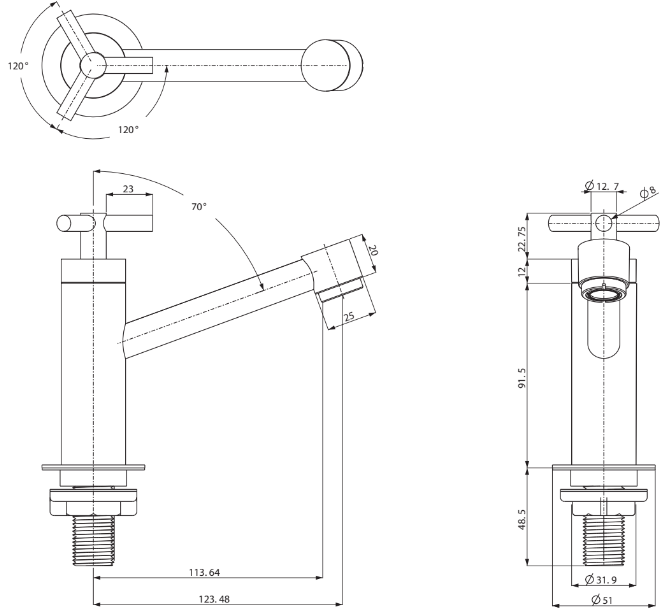 VRH HFVSB-200022 ก๊อกน้ำอ่างล้างหน้าตั้งพื้น รุ่น NEW CROSS