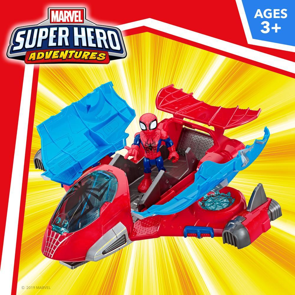 Hasbro Playskool Heroes Marvel Super Hero Adventures Spider-Man Jetquarters ฮาสโบร มาร์เวล เครื่องบินเจ็ท และ หุ่นโมเดลฟิกเกอร์ สไปเดอร์-แมน ขนาด 5 นิ้ว ลิขสิทธิ์แท้