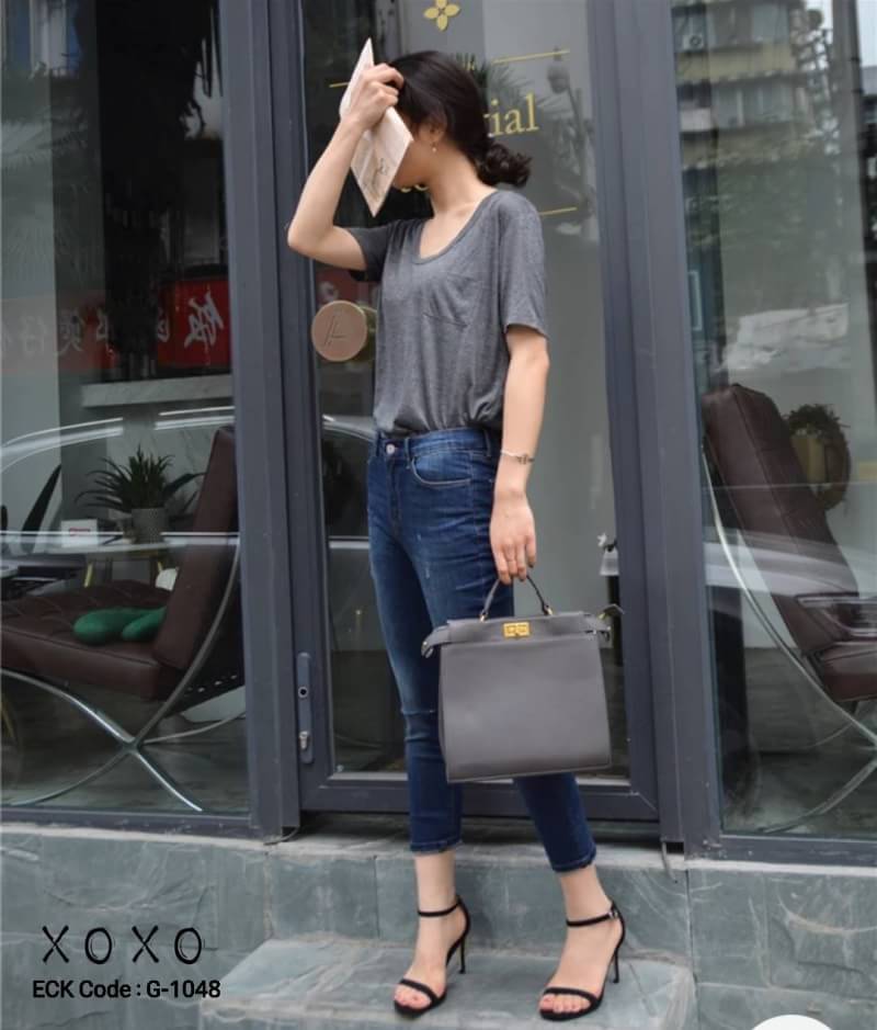 รองเท้าส้นเข็มทรงเปิดสไตล์เรียบหรู (สีครีม)