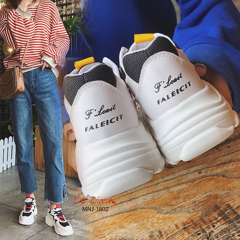 รองเท้าผ้าใบสไตล์Sportแต่งสีแฟชั่น (สีเหลือง)