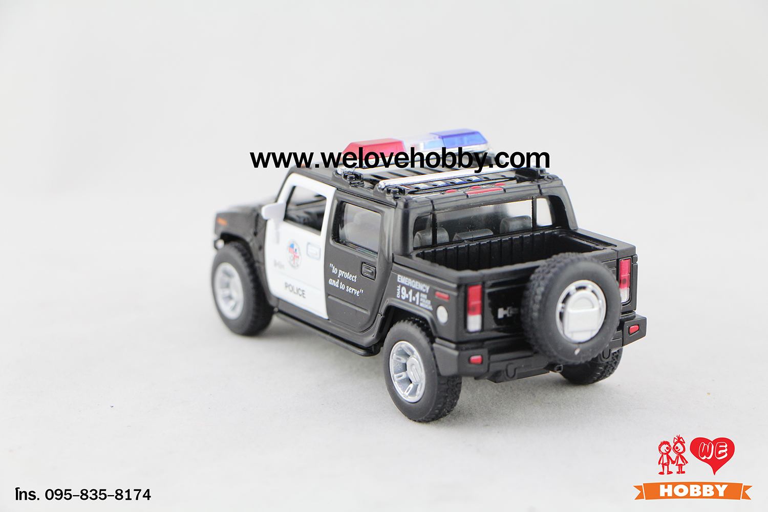 โมเดลรถตำรวจ 2005 Hummer H2 SUT สีดำ-ขาว Scale 1:40 มีล้ออะไหล่