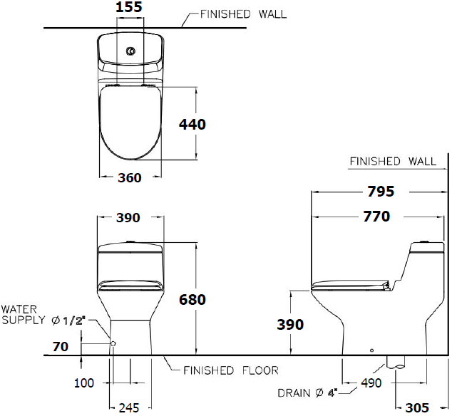 COTTO C90803(HM) ฝารองนั่งคอตโต้ กันกระแทก U-Shape 360x440x60 mm. (Soft-Close)