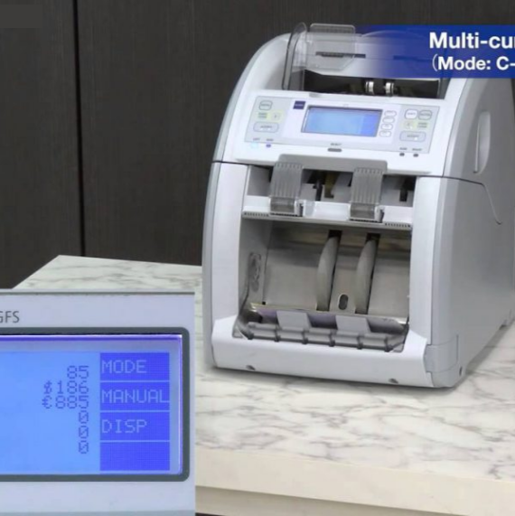 ขายถูก เครื่องนับธนบัตร GLORY รุ่น GFS120 สามารถนับและตรวจธนบัตรปลอมได้ 5 สกุลเงิน