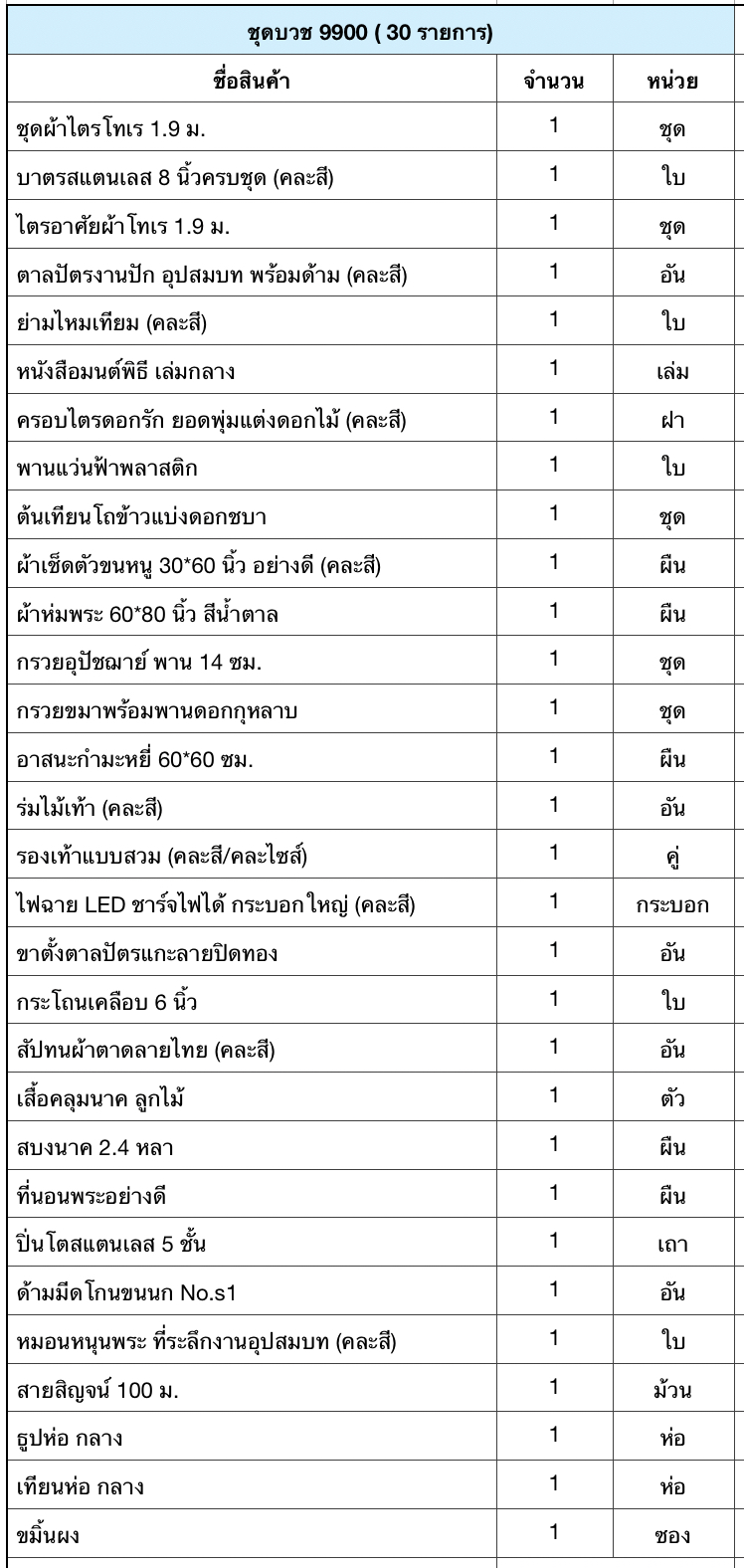 ชุดบวช 9900